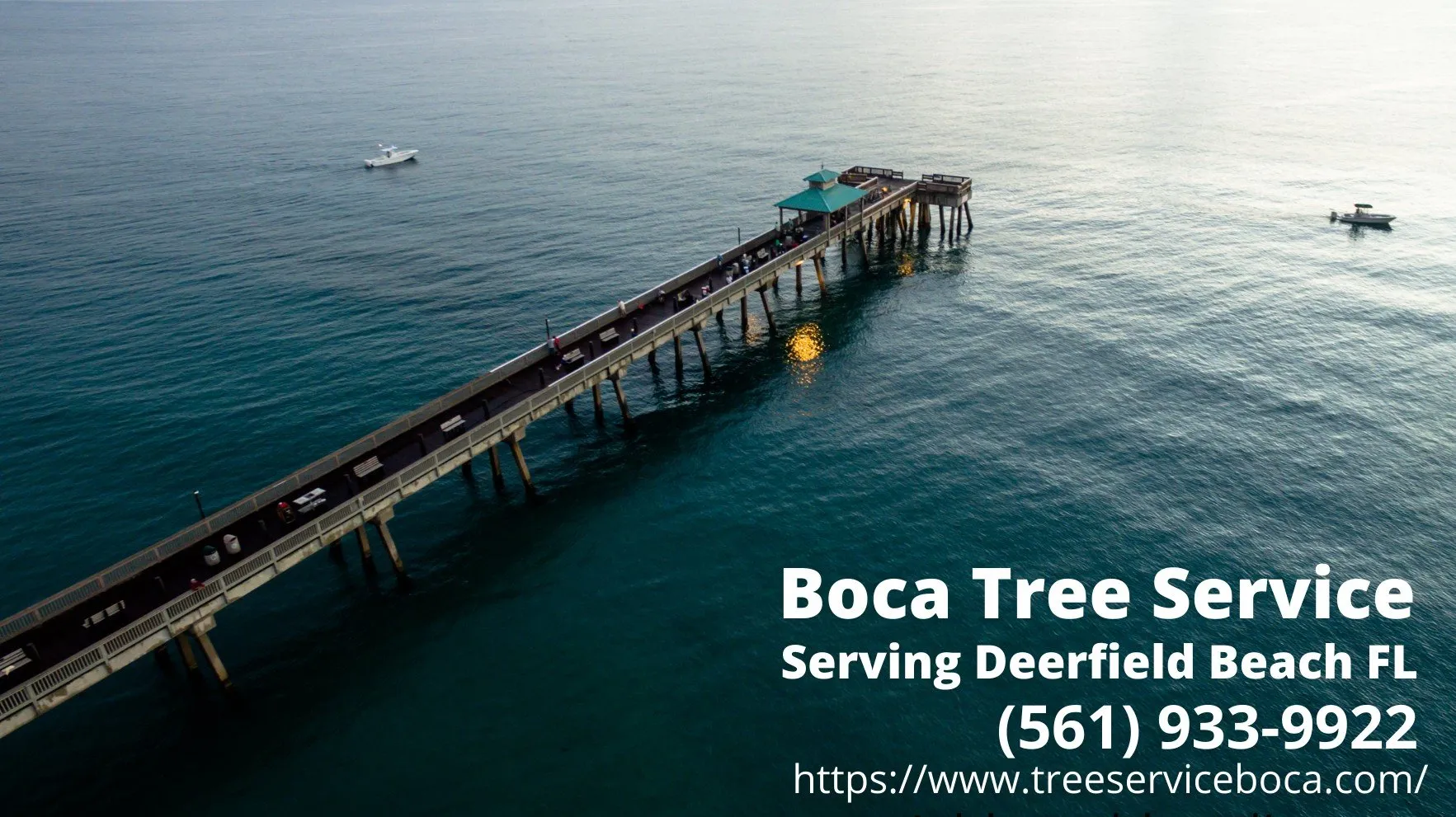 Deerfield beach pier, with text by Boca Tree Service, serving Deerfield Beach FL